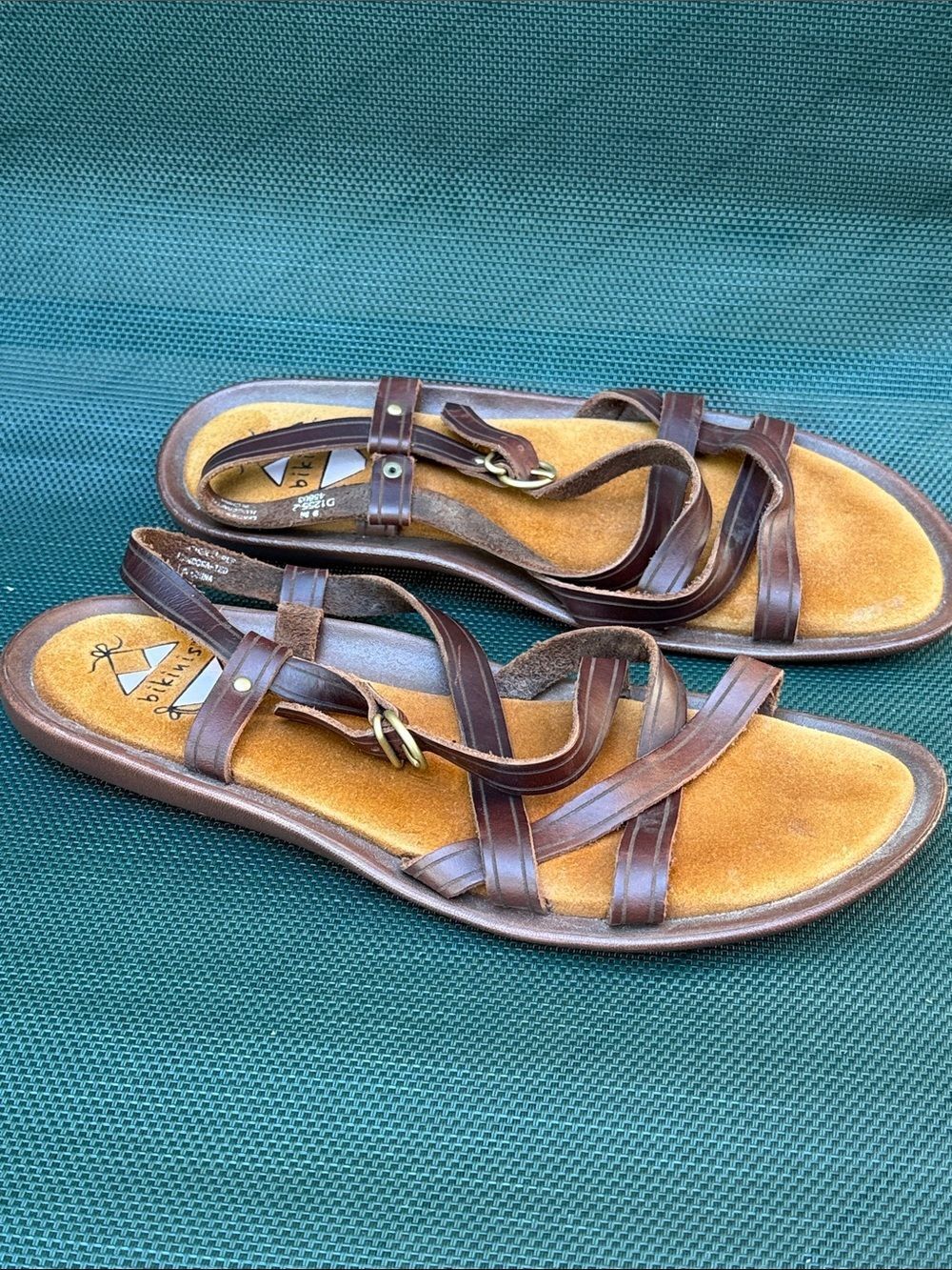 Vintage Dexter Bikini Brown Genuine Leather Strappy Gladiator Sandals size 9 - Picture 5 of 9